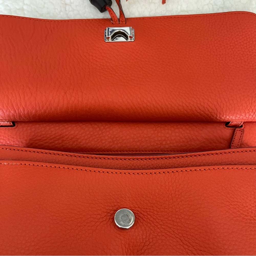 GUCCI Bamboo Daily Leather Flap Shoulder Bag- Orange - Picture 12 of 13